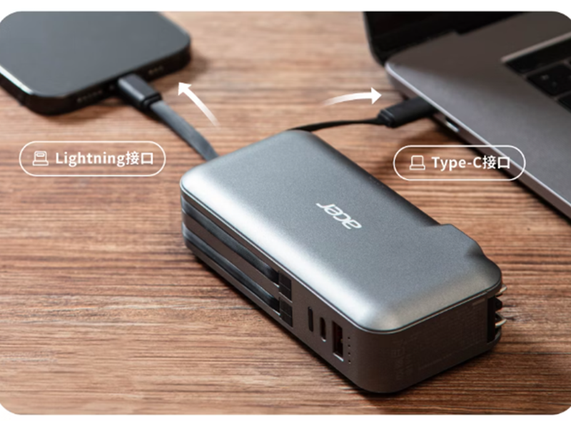 GJ1-009 ACER 10000mAh 20W 自帶雙線AC行動電源 POT-465