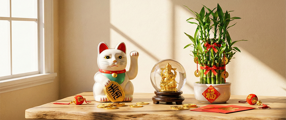 招財小物類禮品：桌上型開運小物、水晶球、開運竹