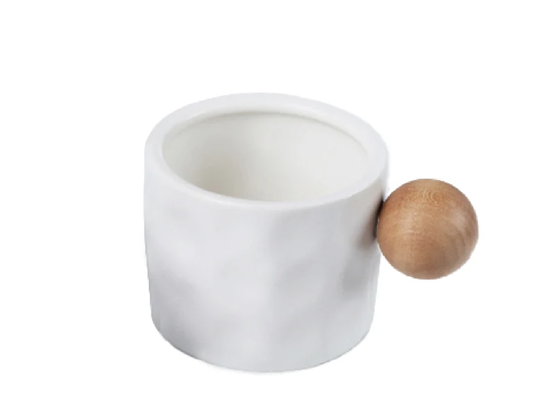 韓系木球柄陶瓷咖啡杯-330ml