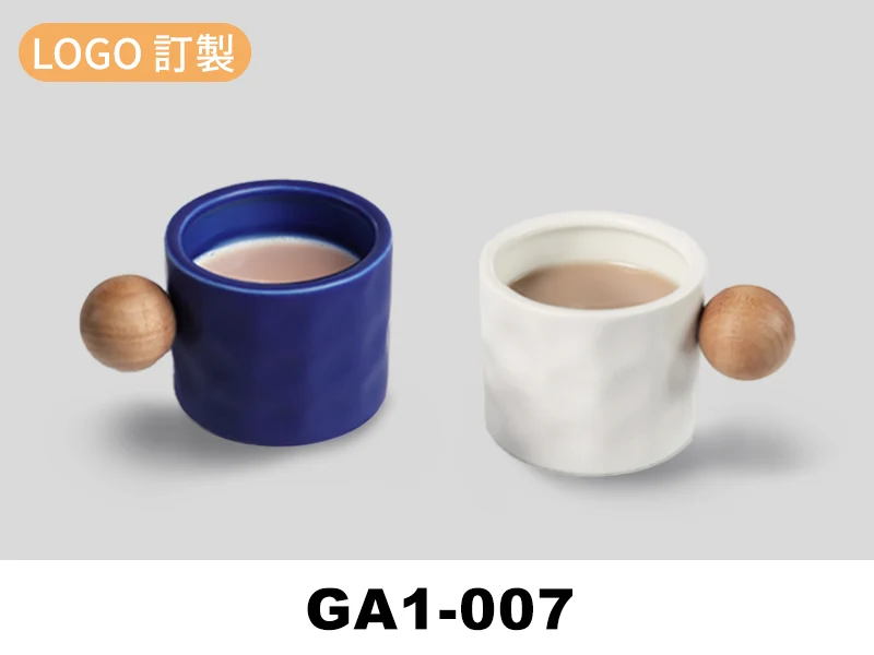 韓系木球柄陶瓷咖啡杯-330ml